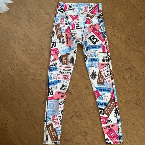 Adidas X /Ivy Park! high rise ski tag legging/tight multi coloured prints Small - Picture 4 of 17